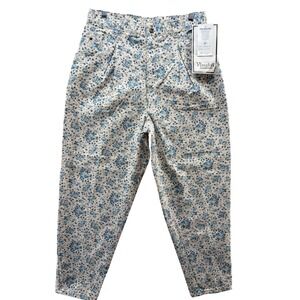 Vintage Vivaldi Jeanswear Pants Womens 16 Blue Floral High Rise Tapered USA